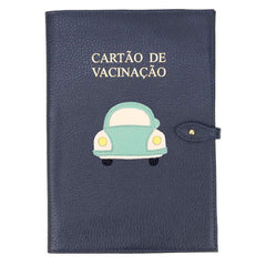 Porta Cartão De Vacina Little Car Marinho liso com Menta Liso Pronta Entrega