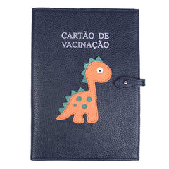 Porta Cartão de Vacina Little Dino em Couro Personalizado