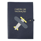 Porta Cartão de Vacina Little Plane em Couro Personalizado