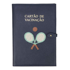 Porta Cartão de Vacina Raquete + Caderneta de Saúde Impressa em Couro Personalizado