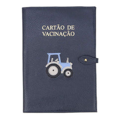 Porta Cartão de Vacina Trator em Couro Personalizado