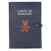 Porta Cartão de Vacina Urso Teddy Marinho Liso com Caramelo Liso Pronta Entrega