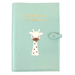 Porta Cartão De Vacina Girafinha Menta Liso Com Caramelo Liso e Off White Liso Pronta Entrega