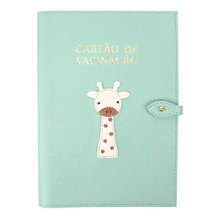 Porta Cartão de Vacina Girafinha Masculino + Caderneta de Saúde Impressa em Couro Personalizado