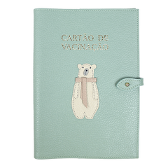Porta Cartão de Vacina Urso Polar em Couro Personalizado