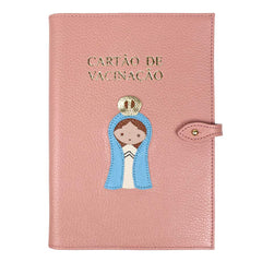 Porta Cartão de Vacina Nossa Senhora + Caderneta de Saúde Impressa em Couro Personalizado