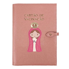 Porta Cartão de Vacina Nossa Senhora + Caderneta de Saúde Impressa em Couro Personalizado