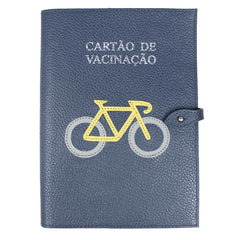 Porta Cartão de Vacina Bicicleta + Caderneta de Saúde Impressa em Couro Personalizado