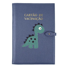 Porta Cartão de Vacina Little Dino em Couro Personalizado