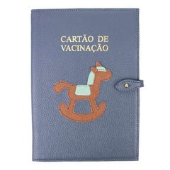 Porta Cartão de Vacina Little Horse + Caderneta de Saúde Impressa em Couro Personalizado