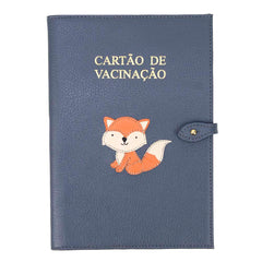 Porta Cartão de Vacina Raposa + Caderneta de Saúde Impressa em Couro Personalizado