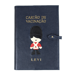 Porta Cartão de Vacina Soldadinho de Chumbo + Caderneta de Saúde Impressa em Couro Personalizado