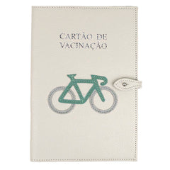 Porta Cartão de Vacina Bicicleta em Couro Personalizada
