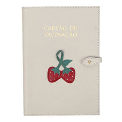 Porta Cartão de Vacina Morango + Caderneta de Saúde Impressa em Couro Personalizado