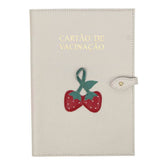 Porta Cartão de Vacina Morango em Couro Personalizado