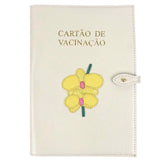 Porta Cartão De Vacina Orquídea Dupla Off White Liso com Lima Liso, Lima Prada e Rosa Orquídea Pronta Entrega