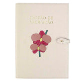 Porta Cartão de Vacina Orquídea Dupla Off White Liso com Cciclete e Algodão Doce Liso Pronta Entrega