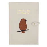 Porta Cartão de Vacina Passarinho no Galho + Caderneta de Saúde Impressa em Couro Personalizado