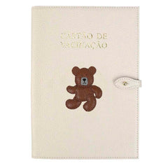 Porta Cartão de Vacina Urso Teddy em Couro Personalizado