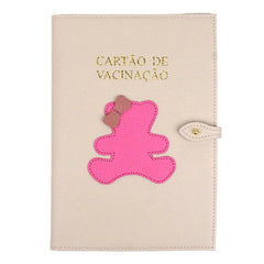 Porta Cartão de Vacina Little Bear Laço em Couro Personalizado