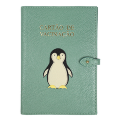 Porta Cartão de Vacina Pinguim em Couro Personalizado