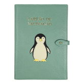 Porta Cartão de Vacina Pinguim em Couro Personalizado