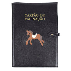 Porta Cartão de Vacina Cavalo Joca + Caderneta de Saúde Impressa em Couro Personalizado
