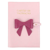 Porta Cartão de Vacina Laço Coquette em Couro Personalizado