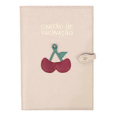 Porta Cartão de Vacina Cereja + Caderneta de Saúde Impressa em Couro Personalizado