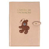 Porta Cartão de Vacina Ursa Teddy Rose Liso com Caramelo Liso Pronta Entrega
