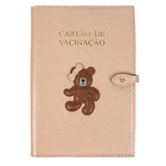 Porta Cartão de Vacina Ursa Teddy em Couro Personalizado
