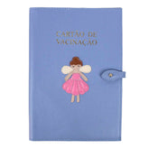 Porta Cartão de Vacina Fadinha Sky com Rosa Orquídea Pronta Entrega