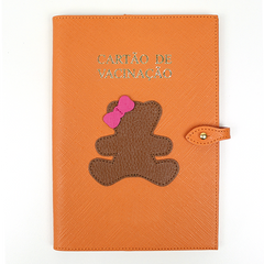 Porta Cartão de Vacina Little Bear Laço em Couro Personalizado