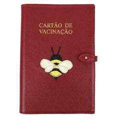 Porta Cartão de Vacina Abelha + Caderneta de Saúde Impressa em Couro Personalizado