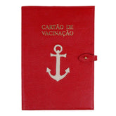 Porta Cartão de Vacina Marinheiro Vermelho Liso com Off White Liso Pronta Entrega