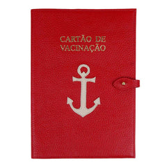 Porta Cartão de Vacina Marinheiro Vermelho Liso com Off White Liso Pronta Entrega
