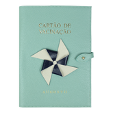 Porta Cartão de Vacina Catavento em Couro Personalizado
