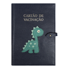 Porta Cartão de Vacina Little Dino em Couro Personalizado
