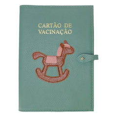 Porta Cartão de Vacina Little Horse + Caderneta de Saúde Impressa em Couro Personalizado