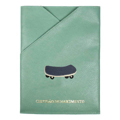 Porta Certidão de Nascimento Skate em Couro