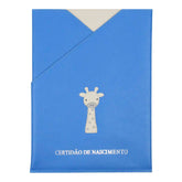 Porta Certidão de Nascimento Girafinha Masculino em Couro Personalizado