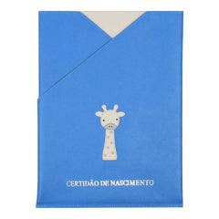 Porta Certidão de Nascimento Girafinha Masculino Beach com Off White Liso e Cinza Claro Liso Pronta Entrega