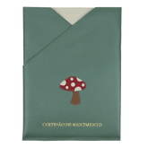 Porta Certidão de Nascimento Cogumelo em Couro Personalizado