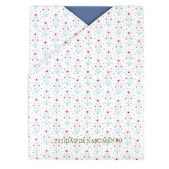 Porta Certidão de Nascimento Estampa Blossom em Couro Personalizado