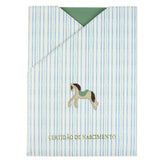 Porta Certidão de Nascimento Cavalo Joca Estampa Listrado Pontilhado em Couro Personalizado