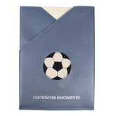 Porta Certidão de Nascimento Bola de Futebol em Couro Personalizado
