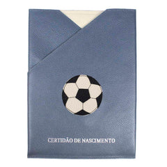 Porta Certidão de Nascimento Bola de Futebol em Couro Personalizado