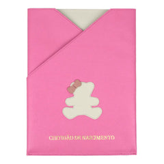 Porta Certidão de Nascimento Little Bear Laço em Couro Personalizado