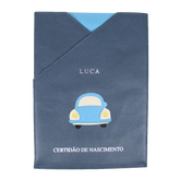 Porta Certidão de Nascimento Little Car em Couro Personalizado
