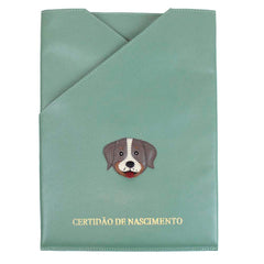 Porta Certidão de Nascimento Cachorro Toddy em Couro Personalizado